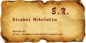 Bicskei Nikoletta névjegykártya